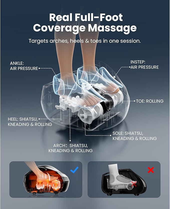 BOB AND BRAD Foot Massager Machine with Heat and Remote, Fits up to Size 14, FSA Eligible HSA Shiatsu Deep Kneading Foot Massager for Plantar Fasciitis and Neuropathy, Christmas Gifts for Women Men
