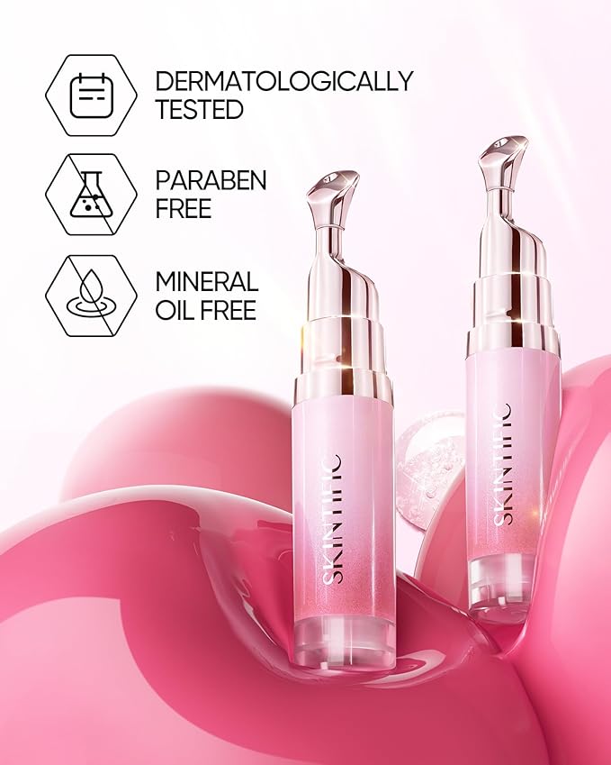 Peptide Brightening Lip Serum, Hydrating & Plumping Tinted Lip Gloss, Moisturizing Lip Balm with Polypeptides & Squalane for Glossy Sheer, Smooth Lips (04 Pink Berry)