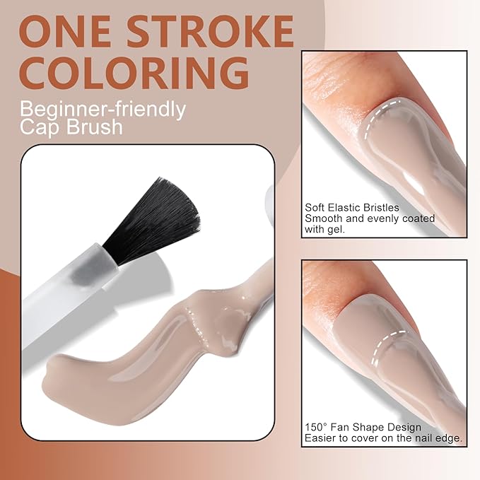 NXJ INFILILA Brown Gel Nail Polish, 15ml 0.51oz Fall Nail Polish Gel One-Stroke Coloring, Hema Free Color High Gloss Soak Off UV Manicure Salon DIY for Girls SQ010