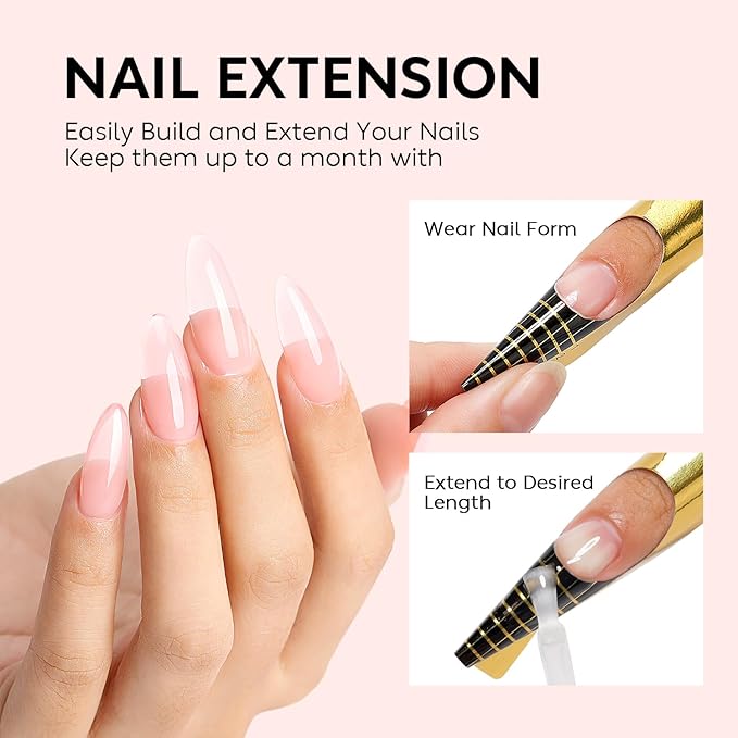 Nicedeco Hema Free Builder Nail Gel Polish 15ML 8 in 1 Builder Base Gel Cruelty Free Vegan Strengthener Gel Hard Gel Builder Extension Nail Gel -007