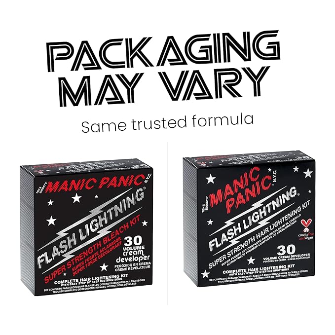 MANIC PANIC Flash Lightning Hair Bleach Kit - Bleach Powder + 30 Volume Developer - Hair Lightener for Dark Shades - Lifts Up to 5 Levels - Achieve Medium to Light Blonde - Vegan & Cruelty-Free (2 pk)