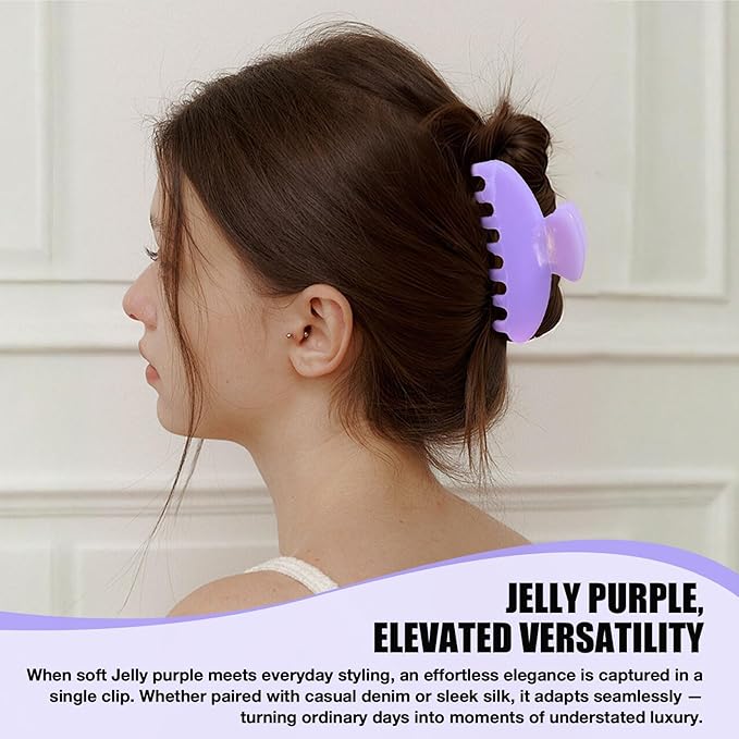 Big Hair Claw Clips for Thick Hair, Large Purple Hair Clips Acetate, Celluloid Butterfly Jaw Clips, Strong Hold for Women