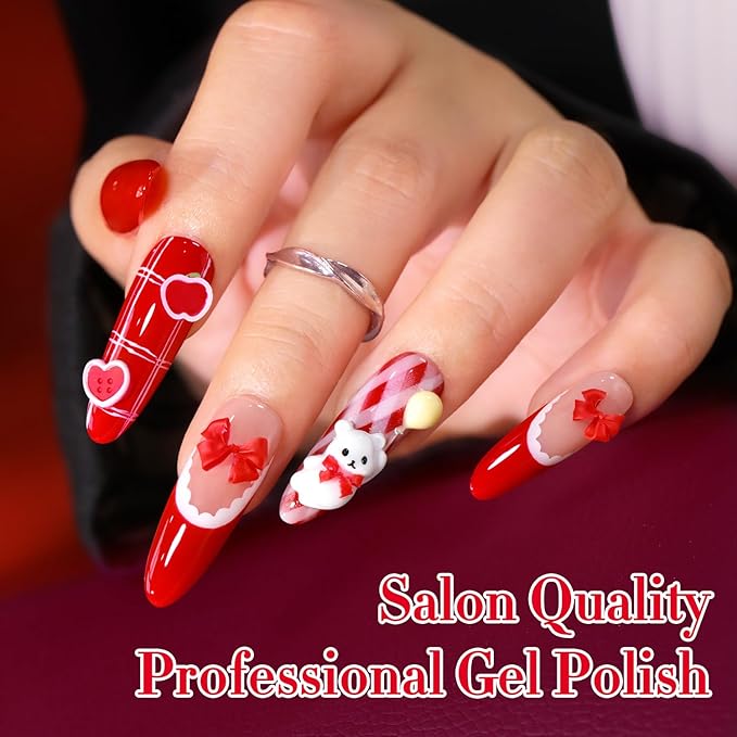 Double Rhythm 0.5 Oz Gel Nail Polish Neutral Natural Same Color Same Bottle Translucent Light Milky Pastel 15ML Manicure French Design Art DIY at Home (Bright Red-A1503)