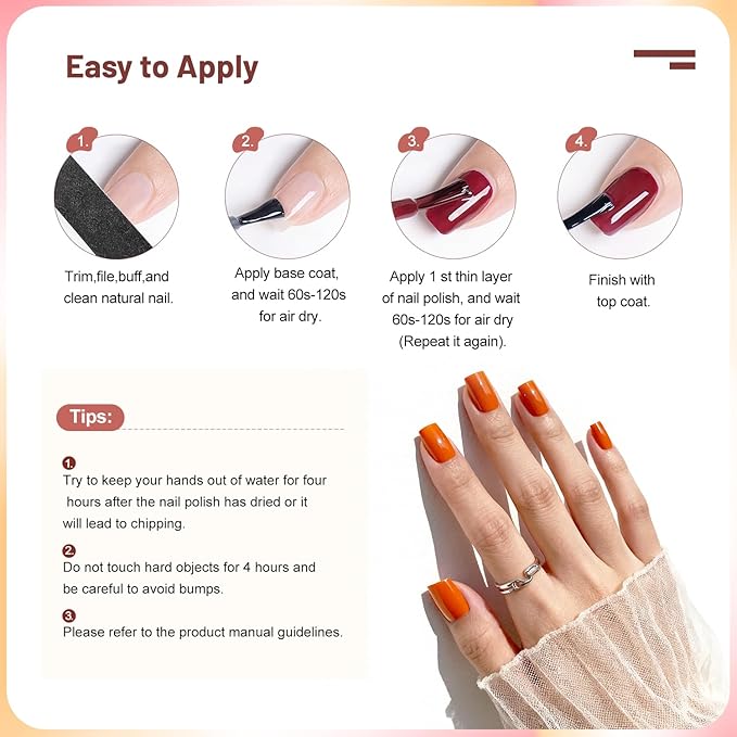 OpenLive Fall Maple Leaf Nail Polish Set -12 Colors Orange Purple Yellow Nude Pink Nail Polish Set With Base Coat and Top Coat Quick Dry Long Lasting Color Nail Polish for Holiday Gift Giving