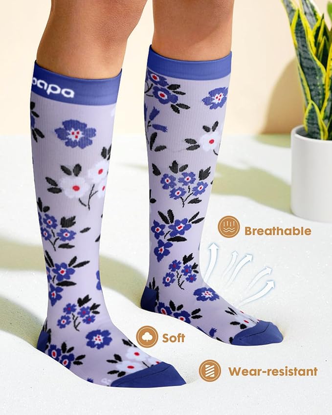 Lalapapa Cute Compression Socks for Women - 3 Pairs 20-30 mmHg Graduated Support Lightweight for Daily Wear Travel Nurse
