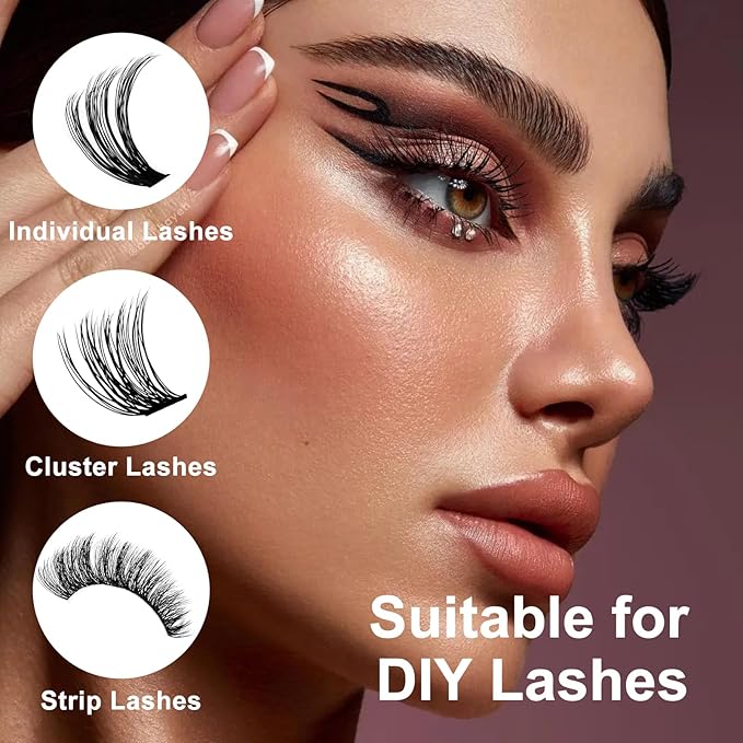 WENDY LASHES Brown Lash Cluster Glue, Lash Bond and Seal Waterproof, Quick-Dry Long-Lasting 72H Eyelash Glue for Clusters, Eyelash Adhesive, More Natural, More Solid, and More Gentle - 12ml