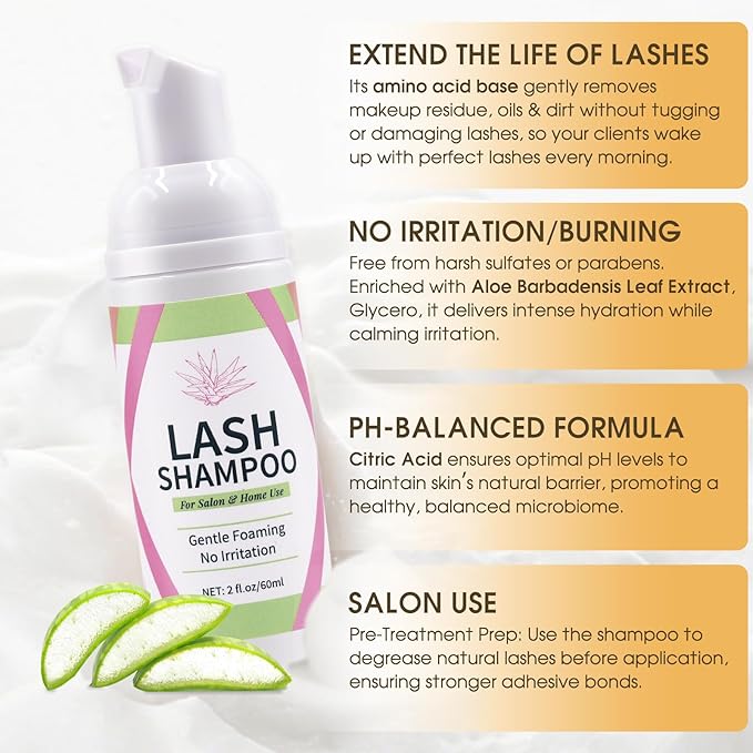 Miuffue Lash Bonder Primer and Shampoo Kit for Eyelash Extensions, Glue Accelerator Lash Sealant, Pre-treatment Primer Protein Oil Cleanse Remover, Makeup Tools for Professional Use (15ml+15ml+60ml)