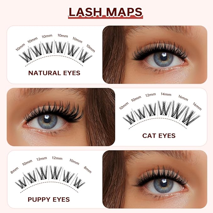 JOLIETIFY Lash Extension Kit, Medium Dense, DIY Faux Mink Cluster Lashes 8-16mm, Waterproof Bond & Seal, Reusable Individual Lashes, Eyelash Tweezers & Remover, Easy to Apply for Beginners