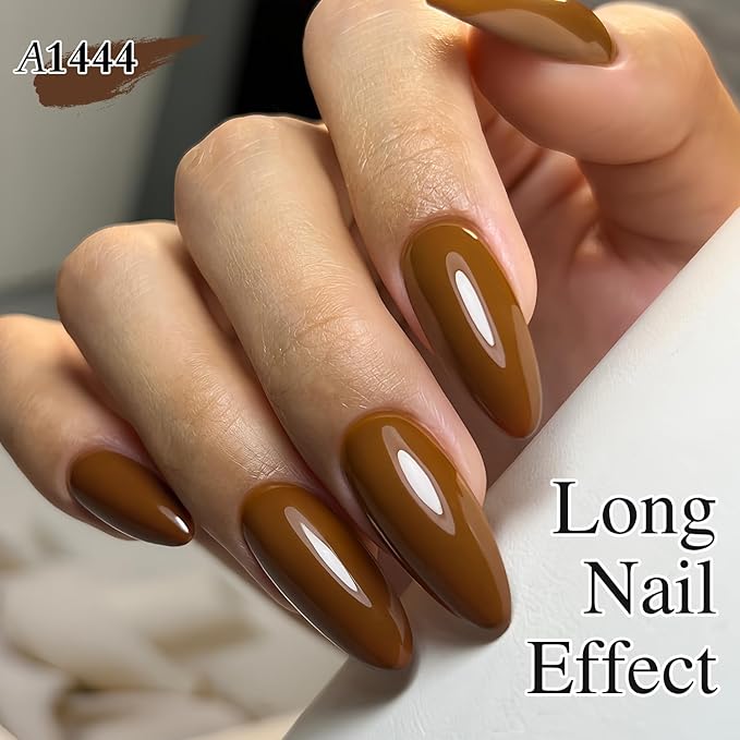 Double Rhythm Gel Polish 15ML Jelly Sheer Pastel Light Milky Color Pearl White Bottle 1 PC 0.5 OZ Full Size Nail Art Salon at Home (Brown-D1444)