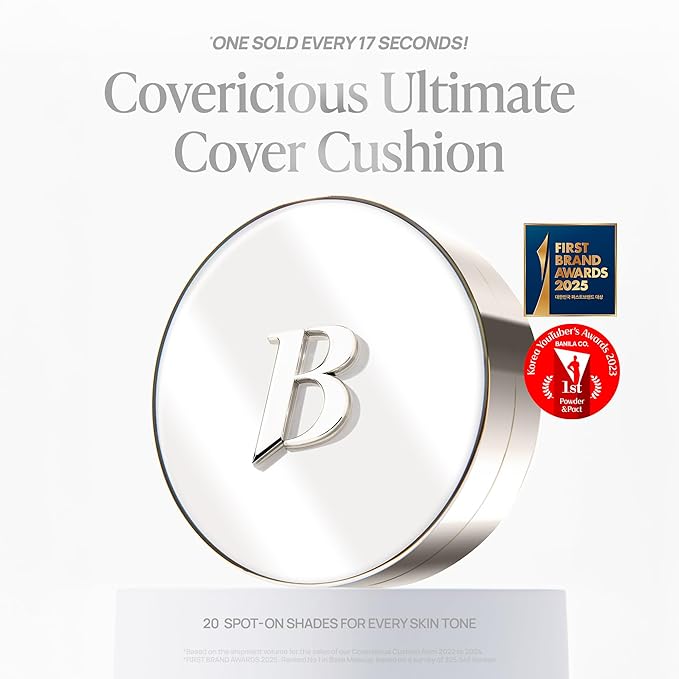 BANILA CO Covericious Ultimate Cover Cushion | Up to 100HR Long-Wear Foundation | 20 Shades for All Skin Tones | Matte & Lightweight Finish | Korean Cushion Foundation (14g / 0.49 oz), 28C CARAMEL