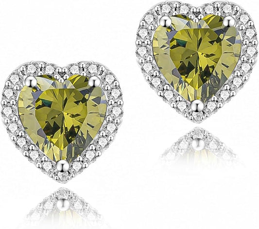 YOMELA Cubic Zirconia Earrings Studs, Halo CZ Birthstone Simulated Diamond Stud Earrings for Women