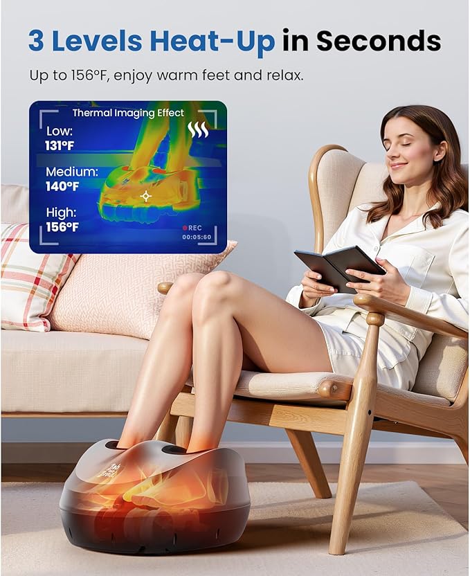 BOB AND BRAD Foot Massager Machine with Heat and Remote, Fits up to Size 14, FSA Eligible HSA Shiatsu Deep Kneading Foot Massager for Plantar Fasciitis and Neuropathy, Christmas Gifts for Women Men