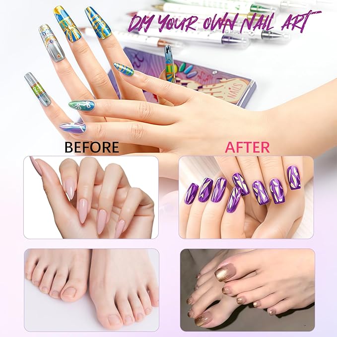 MKNZOME 10 Color Nail Art Pens, Double-ended Nail Polish Pens Drawing Painting Point Liner Acrylic Painted Pen Kit, DIY Nails Art Design Manicure Tools Christmas Gifts 2026 Upgrade