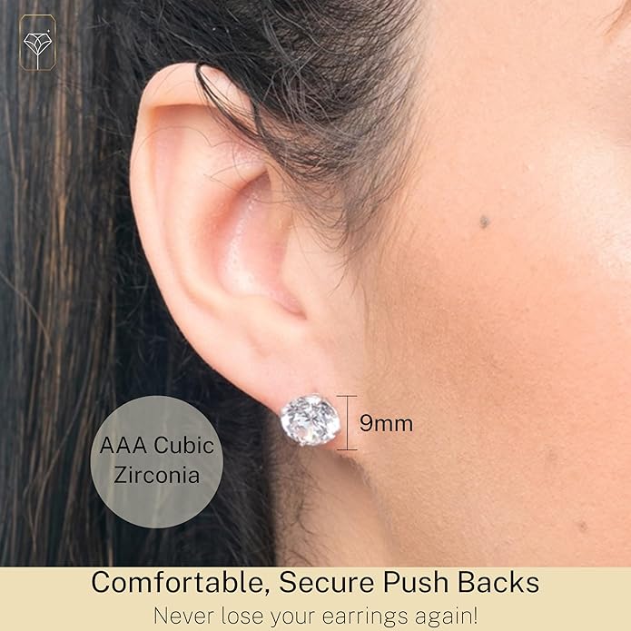 6 Carat Cubic Zirconia Large Round Stud Earrings for Women MAX + STONE