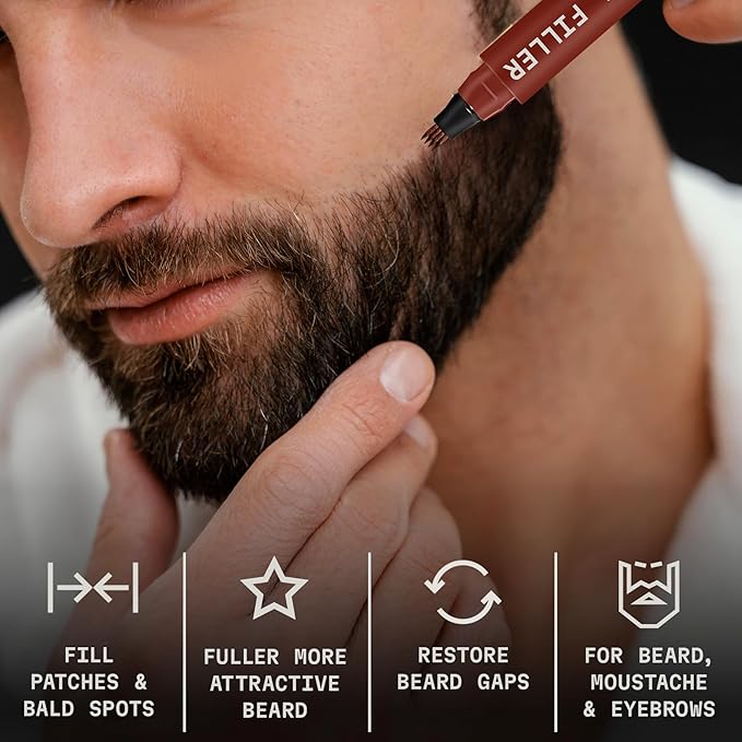 Striking Viking Beard Pencil Filler - Pack of 2, 0.09 fl oz, Red Brown - Precision Gap Filling & Beard Filler Pen - Waterproof, Long Lasting Wear - Quick & Easy Outline with Enhancement Pencil