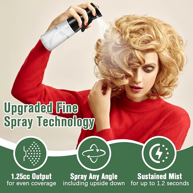 Fun Gift Spray Bottle For Hair,Continuous Water Mister for Hairstyling, Salons, Cleaning, Plants,Essential Oil Scents,Ultra Fine Mist Sprayer,6.8 OZ /200 ML-Black