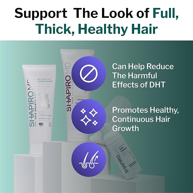 Shapiro MD Hair Growth Experts Natural Hair Kit for Thicker, Fuller, Healthier Looking Hair - Including Shampoo, Conditioner and Leave-In Daily Foam (1 Month Supply) | Hair Growth Experts, Thicker, Fuller
