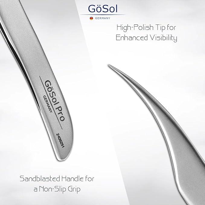 GöSol Pro Lash Tweezers for Eyelash Extensions, Professional Dolphin Isolation Eyelash Tweezers for High Precision Pick/Fan/Wiggle/Apply; 420 Stainless Steel Lash Tweezer for Volume & Classic Lashes