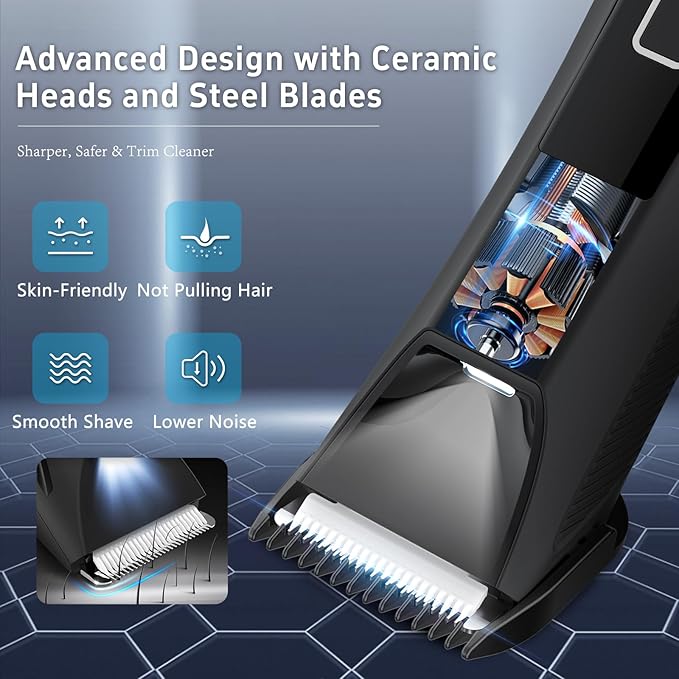 Beatslm Body Trimmer for Men, Groin & Body Hair Trimmer, Ball Foil Shaver, Nose Hair Clippers, 3 in 1 Men's Waterproof Wet/Dry Groomer with Travel Case &Travel Lock, LED Display, Black