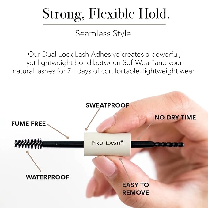 Pro Lash Dual Lock Adhesive - Long-Lasting, Easy-to-Apply Lash Glue - Waterproof, Sweatproof Eyelash Glue - Safe for Sensitive Eyes - 7-Plus Day Hold, No Fumes, No Dry Time - 5 ml