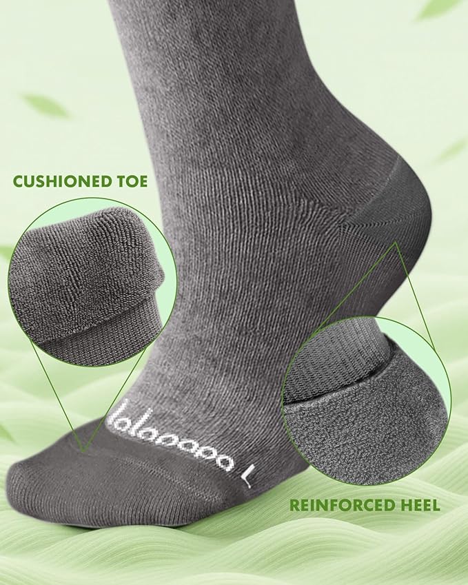 Lalapapa Bamboo Viscose Compression Socks for Women Men 2 Pairs 15-20mmHg Knee High Compression Socks Travel Nurse