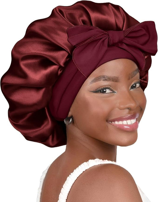 YANIBEST Adjustable Silk Bonnet for Sleeping Women Double Layer Satin Bonnet Reduce Friction Prevent Frizz Curly Hair