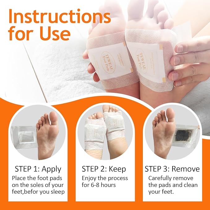 TEWEAE 122 Pads Foot Pads Natural Turmeric & Ginger, Wormwood, Bamboo Vinegar, Included 122Pads Goodnight Patches and 122 Adhesive Sheets