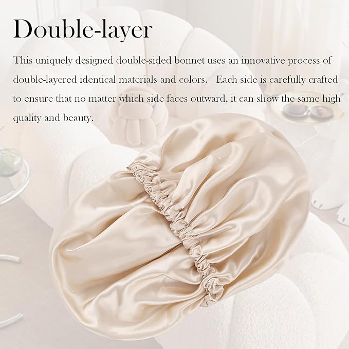 Satin Bonnet Double Layer Silk Bonnet for Sleeping Women Hair Care for Natural Curly