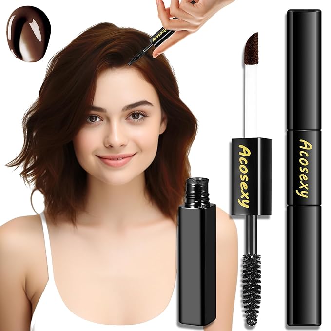 New Cover Touch Up Gray Brush-in Wand,Quick Cover Root Touch Up Rescue, Mascara Natural Water-Resistant Temporary Gray Concealer Cover Up Brush for Hair Mustache & Beard (Dark Brown, 1 Pack)