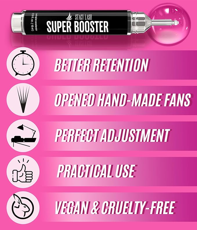 STACY LASH Super Booster for Eyelash Extensions / 0.50fl. oz. / 15ml / Eyelash Primer/Accelerated Lash Bond/Lash Extension Glue Activator/Professional Use/Lash Tech Supplies/for Low Humidity