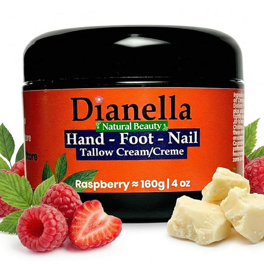 Natural Hand/Foot/Nail Cream. Organic ingredients, moisturizing, and skin nourishing. Raspberry Scent. (8oz)