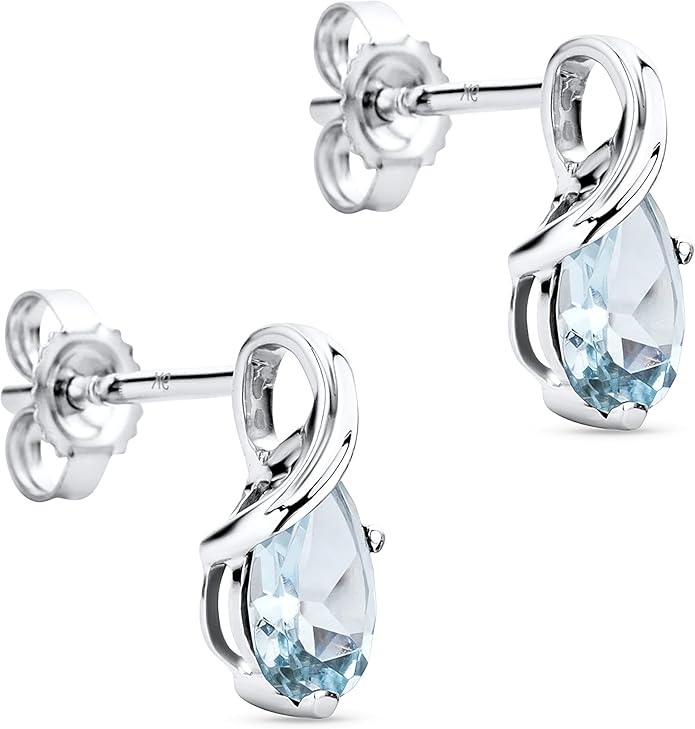 Orovi 0.40Inch 14K Gold Earrings for Women in 14K White Gold/Yellow Gold 585 with Pear-Shape Rubies/Sapphires/Emeralds/Blue Topaz/Amethysts Gemstones, Handmade Jewelry for Women, Dangle Earrings