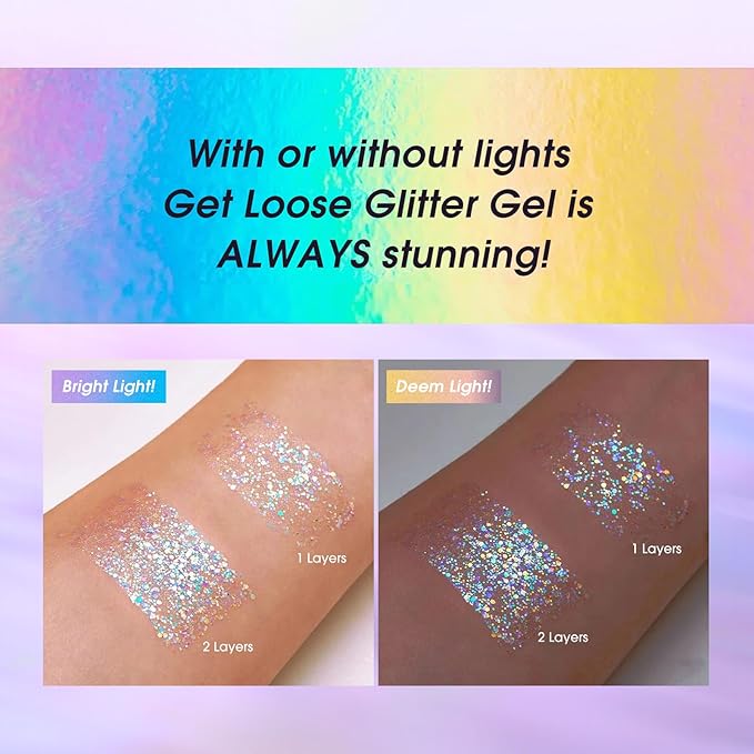 BestLand Holographic Body Glitter Gel - Cosmetic-Grade, Halloween Glitter for Face, Body, and Hair, Safe and Easy to Use, Perfect for Festivals Parties, Vegan & Cruelty Free (03 Mystic Purple)