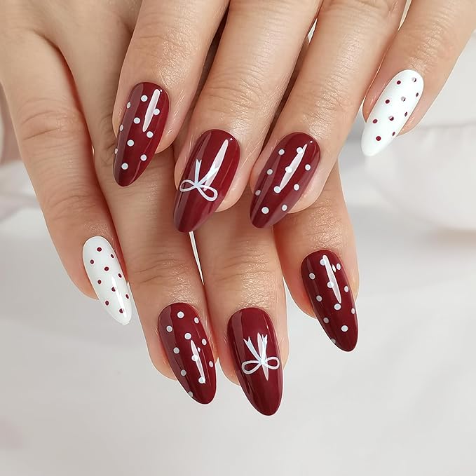 RPNZL Press On Nails - Paris | French Tip, UV Finish Almond Nails, Reusable | 16 Sizes - 32 Nails in Kit with Glue (Love)