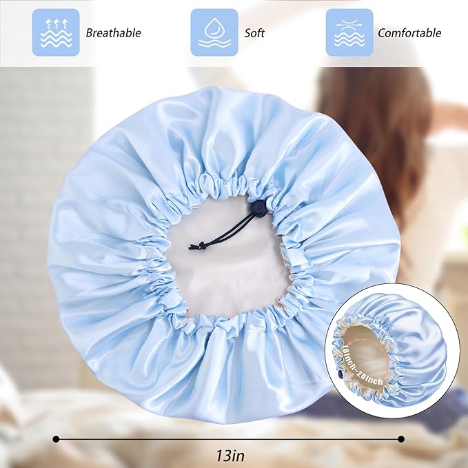 Satin Silk Bonnet For Curly Hair Bonnet Braid Bonnet For Sleeping Bonnets For Women Large Double-layer Adjustable