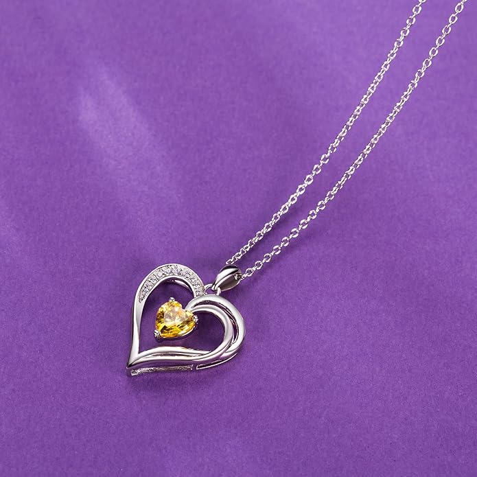 AM ANNIS MUNN 925 Sterling Silver Heart Necklace for Women Birthstone Necklace Silver Jewelry for Womens Jewelry Gifts for Women Her Mom