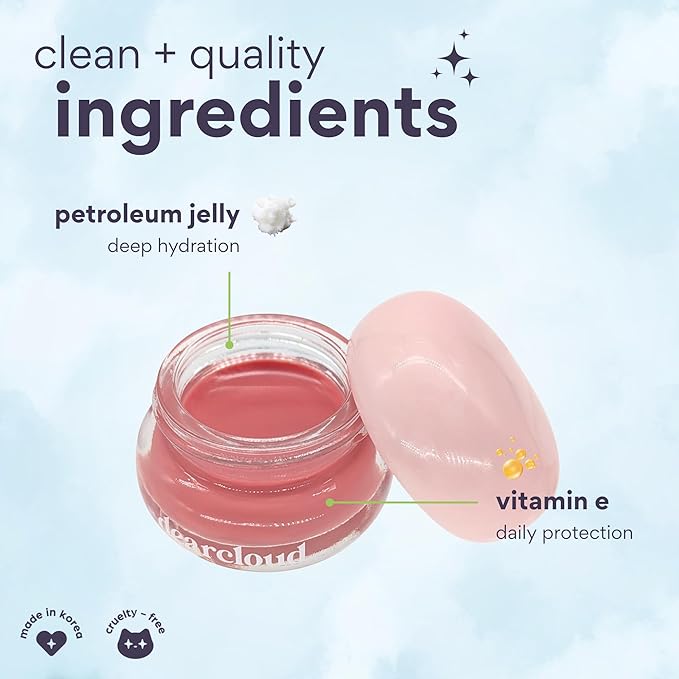 dearcloud Dewy Lip Jam – Hydrating Lip Balm & Gloss with Vitamin E, Korean Skincare (Guava)