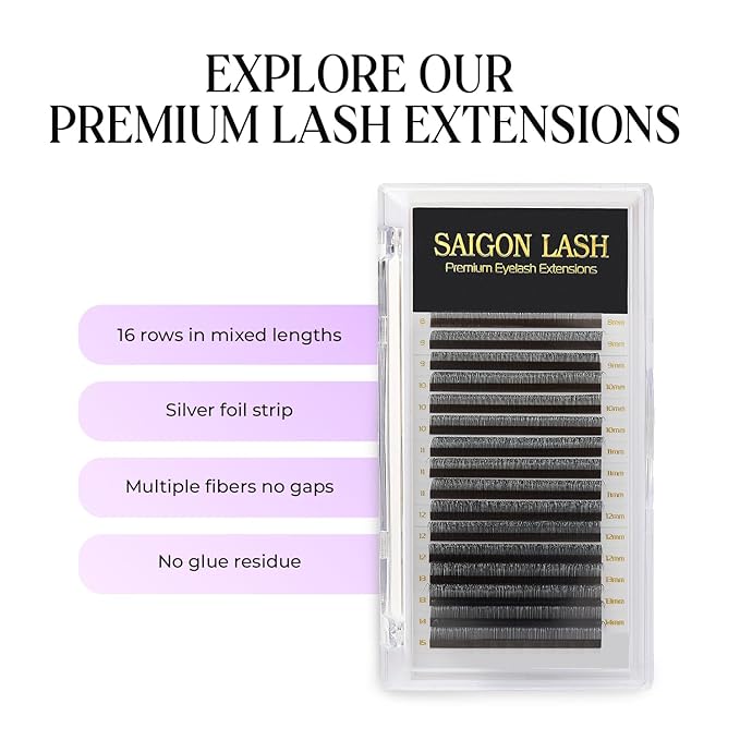 SAIGON LASH Y Eyelash Extensions, Split Tip Volume Lashes for Professionals, B/C/CC/D/DD Curl, 8-15mm Mixed Length, 0.07 Thickness, Soft Korean PBT Fiber, 16 Rows Tray (Y Lash DD-0.07)