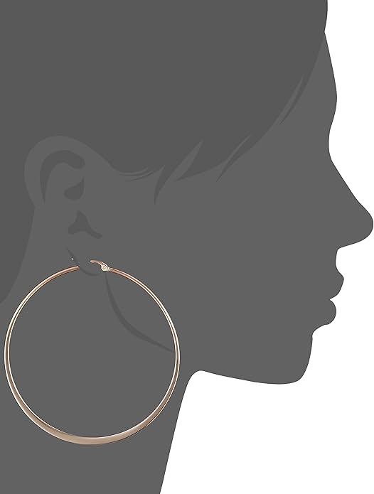Amazon Essentials Gold Plated or Stainless Steel Flattened Hoop Earrings