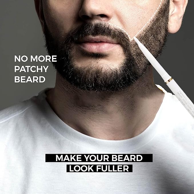 Beard Pencil Filler Kit water proof Long Lasting Beard Styling Pencil Set with Guide Template for Men Facial Hair Grooming 3PCS Beard Pen 1PC Template