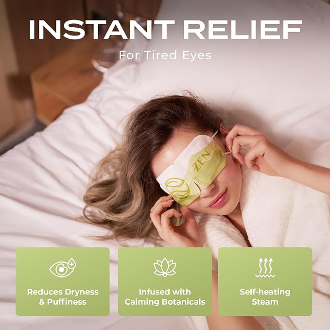 Body Restore Heated Eye Mask for Dry Eyes 5 Pack – Self Heating Warm Compress, Valentines Day Gifts for Her and Him, Birthday Gifts for Women and Men, Stye Eye Treatment, Relaxation – Green Tea