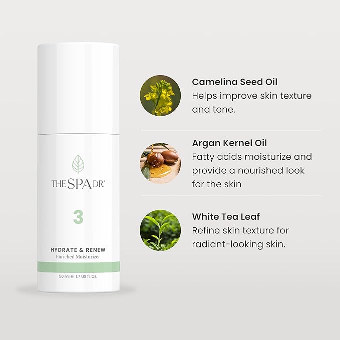 The Spa Dr. Enriched Moisturizer - Anti Aging Skin Care - 30 Day Supply - Safe For All Skin Types - Perfectly pH Balanced - Natural & Organic Skin Care - Step 3 Renew - 30 ML / 1 Fl. Oz.