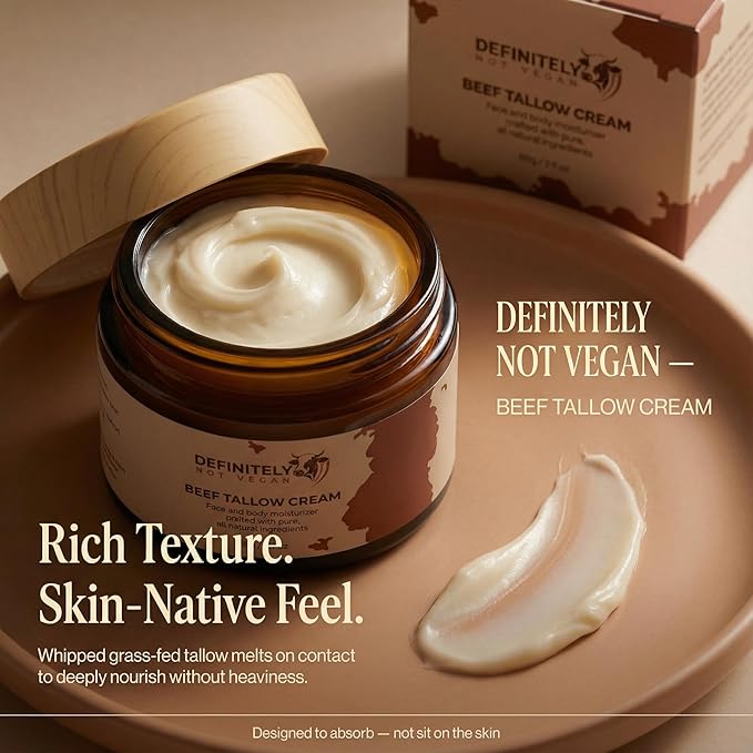 PURETREX Beef Tallow Face & Body Cream with Collagen, Manuka Honey & Emu Oil, Grass Fed Tallow Moisturizer for Dry Skin, Anti Aging Natural Skin Care, Handmade, Non GMO (2 Oz, Unscented)