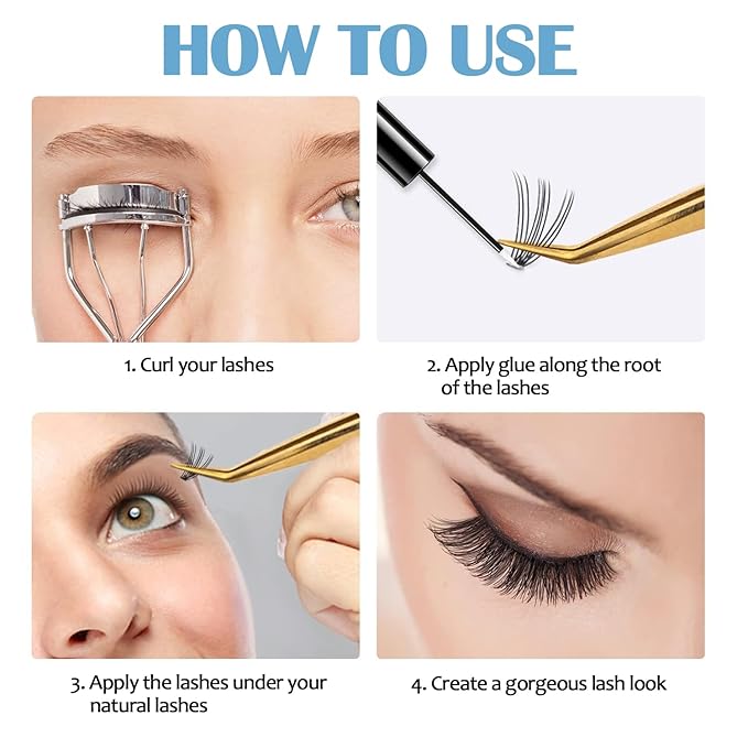 Madam Fifi 20D & 30D Lash Clusters, DIY Individual Lash Extensions, Soft Reusable Natural Eyelashes, 0.07mm C Curl, Mixed Lengths 9-15mm, Natural Look False Lashes