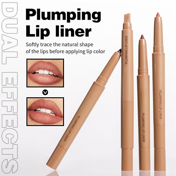 Lip Liner Pencil Matte Lipstick with Smudger, Waterproof Creamy Lip-tint Lipliner Formula for Defining & Sculpting Lips, Kiss-proof Lip-crayon for Natural Plump Lip Makeup (06 Chocolate)
