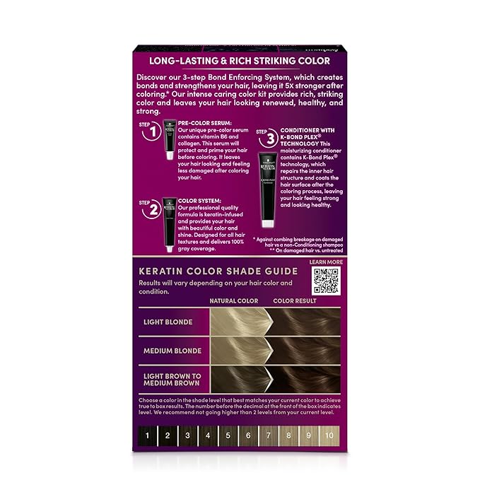 Schwarzkopf Keratin Permanent Hair Dye Cream, 6.64 Champagne Brown, Professional Quality Color for Up to 100% Gray Coverage, Bond Enforcing System