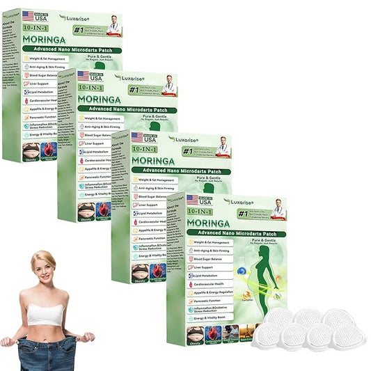 Luxarise Moringa 10-in-1 Advanced Nano Microdarts Patch, 2026 New 10-in-1 Moringa Patches, Natural Patches for Women and Men - Gentle Formula for All Skin (4PCS)