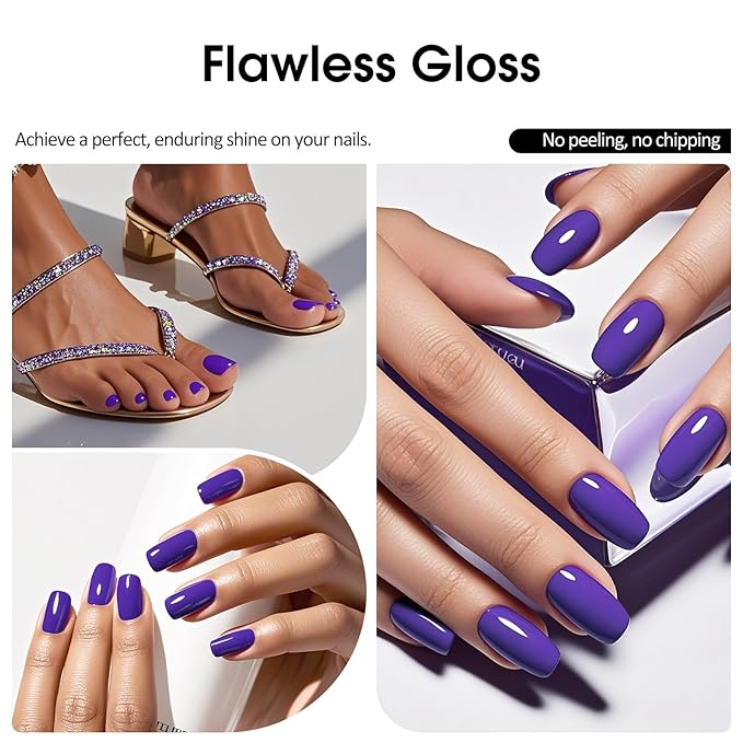VENALISA Puple Gel Nail Polish, 1 Pcs Dark Puple Gel Polish Deep Color High Gloss Soak Off U V Nail Manicure Salon and DIY at Home Gifts for Women