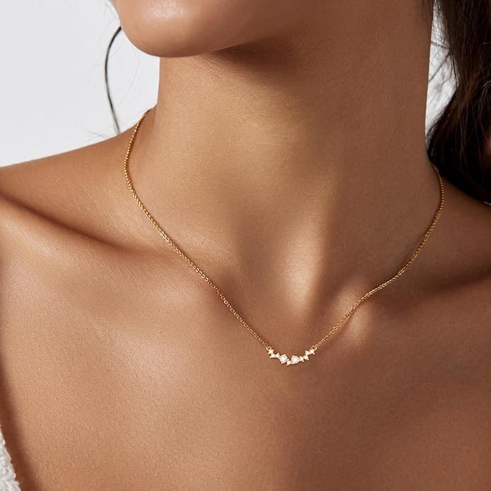 Luxval Diamond Pendant Gold Necklace for Women，Dainty 18k Gold Plated Choker Necklaces Simple Gold Jewelry Gifts for Women Girls