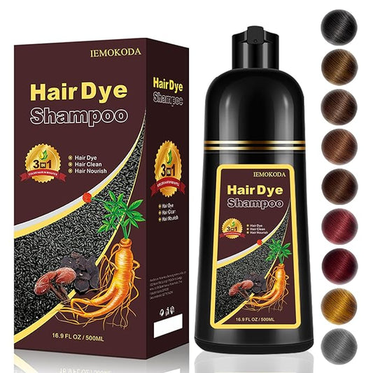 Dark Coffee Hair Dye Shampoo 3-in-1, 100% Gray Hair Coverage in Minutes, Instant Brown Shampoo Hair Dye, Herbal Hair Color Shampoo for Women & Men, Coloring Shampoo for Dyeing Gray, 16.9 Fl Oz